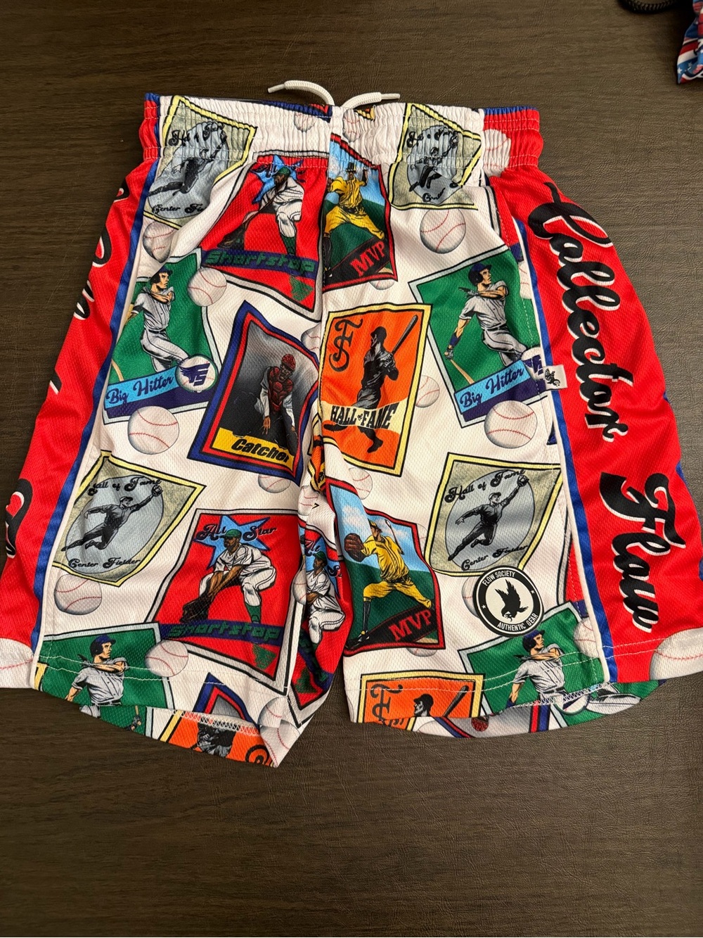 Kids' Baseball-Print Athletic Shorts - Red, Green, Blue